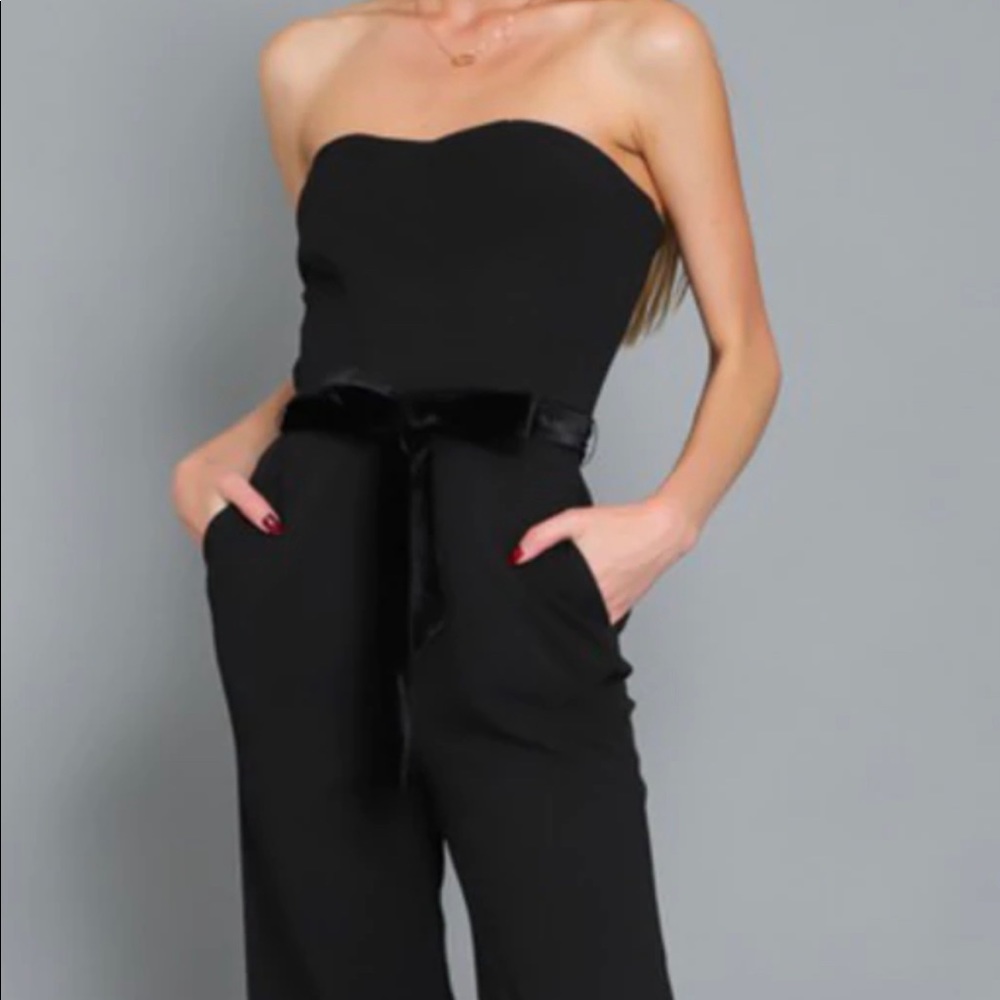 Aakaa Black Strapless Jumpsuit - Size S